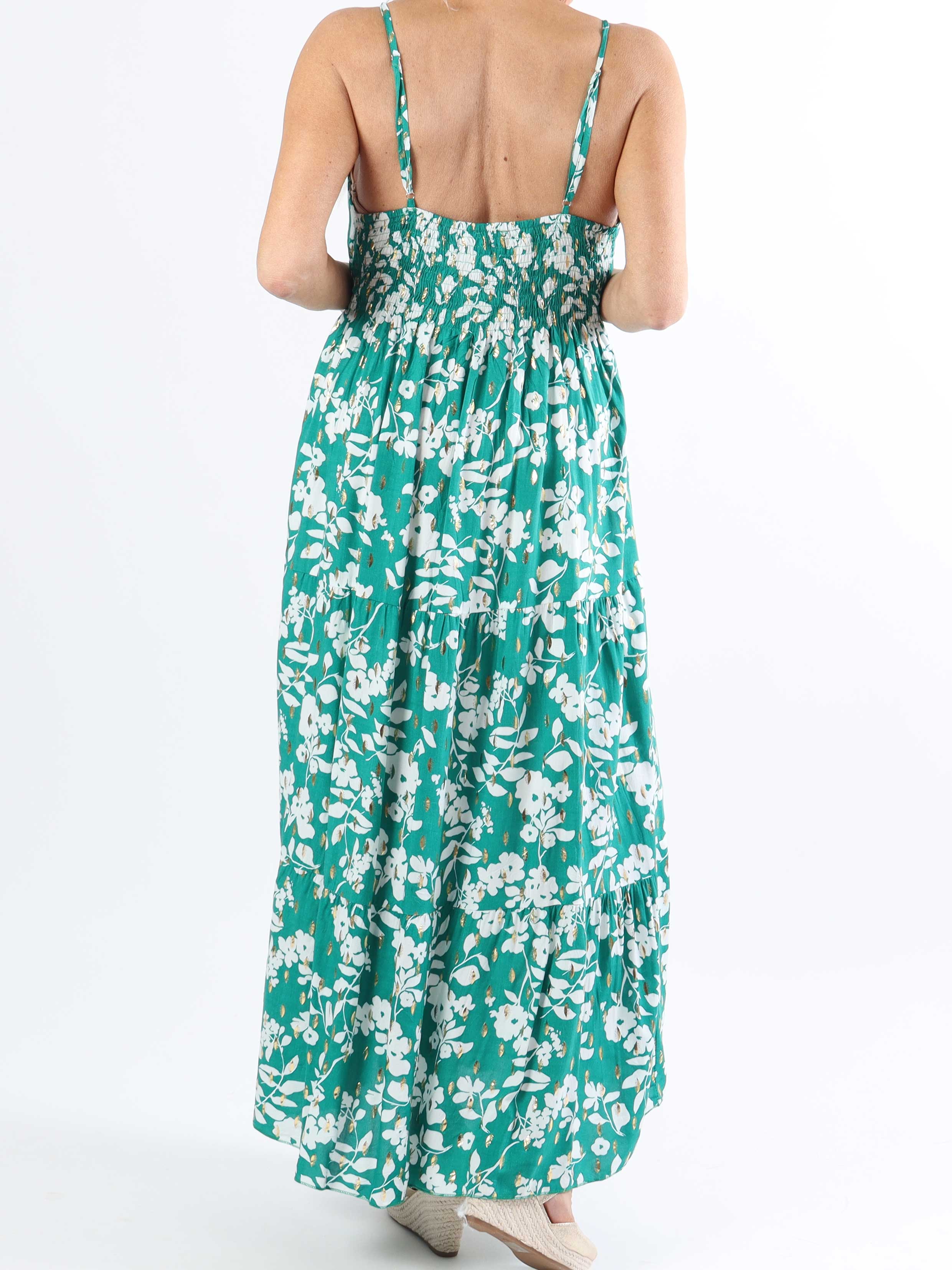 Lucie Flower - Plus size stropkjole i viskose med v-udskæring